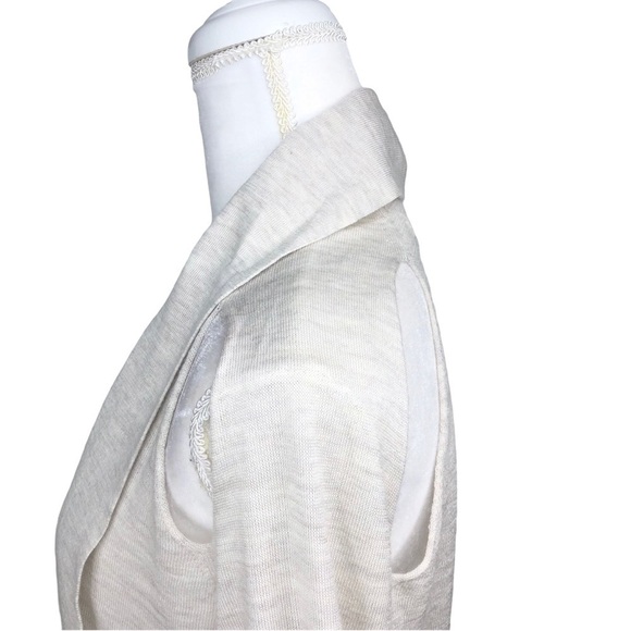 All Saints cut-out shoulder drape open cardigan sweater 4 gray cream wool - Picture 13 of 16